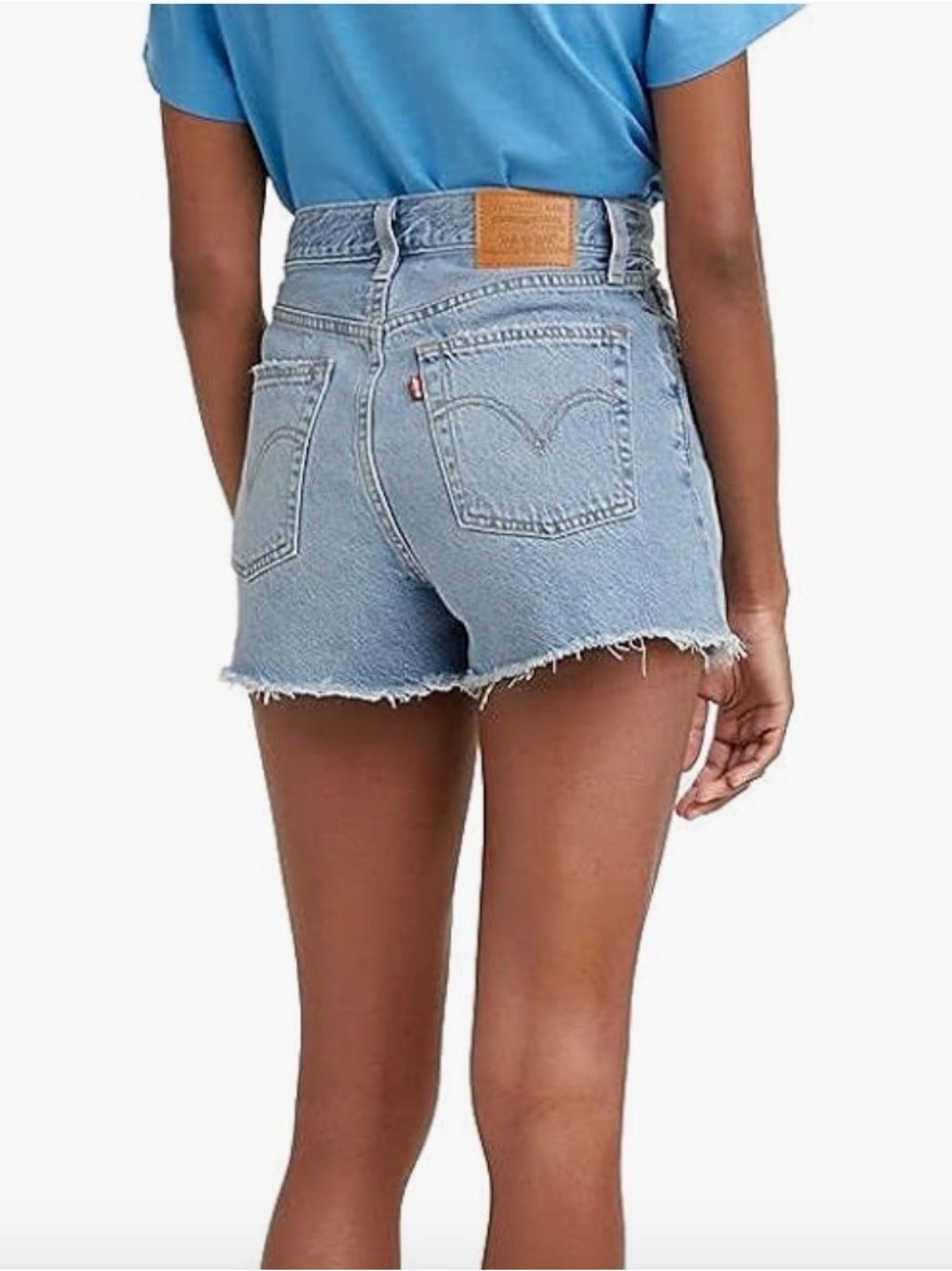 Levi's Women's Ribcage Shorts Light Blue Ripped Denim - Picture 4 of 10